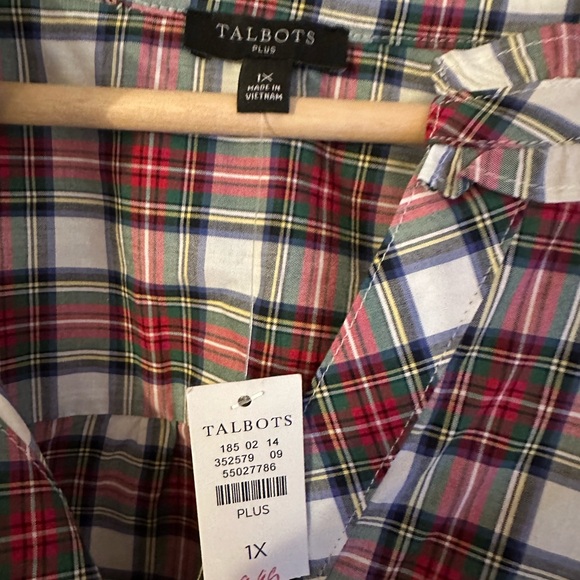 NWT Talbots Plaid Blouse - 1X - Picture 5 of 6